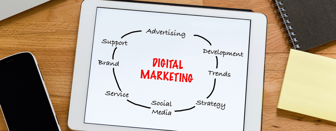 digital marketing presence chart on tablet